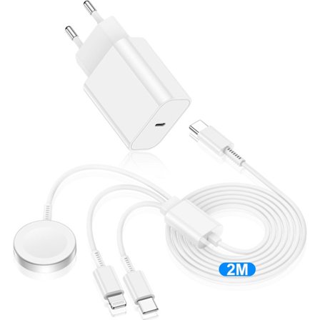 2025 Uusin malli 3-in-1 latauskaapeli Apple Watch 2 m, 20 W Apple Watch -laturi iWatch-kaapelilla, USB C -pikalaturi C-tyypin kaapelilla