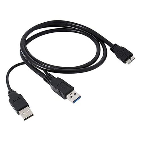 Svart Dubbel A till Micro-B USB 3.0 Y-kabel för Sumsang Galaxy S5 Note 3 USB HUB