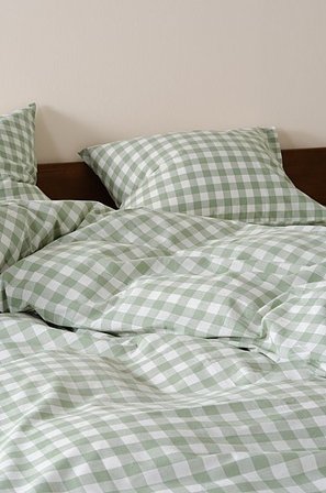 Jotex - Kissenhülle Organisch Grau grün/weiß - LAUREN - Kaufe Kopfkissenbezüge bei Jotex