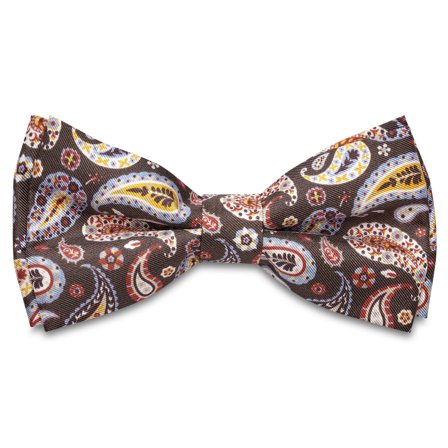 Virtuo | Burgundy Paisley Silk Pre-tied Bow Tie for Men - Pre-tied bow ties