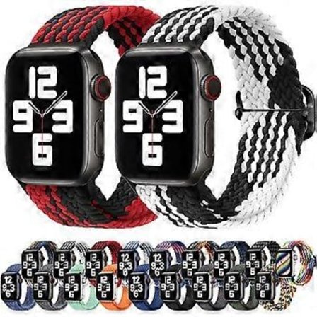 Flätat Apple Watch-armband Elastiskt Solo Loop Kompatibelt med Apple Watch 7/6/SE/5/4/3/2/1, med Justerbart Spänne, Stretchigt Sportarmband för iWatch