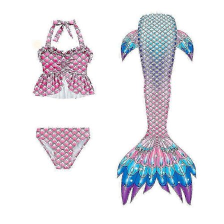3 stk. Havfruehale Badedragt Sæt til Piger - Ariel Cosplay Kostume & Strand Bikini