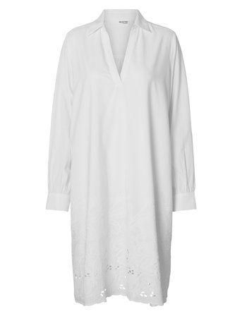 Slfdahlia Ls Short Broderi Dress B White Selected