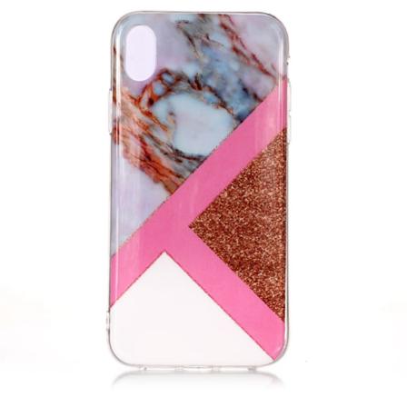 Marmorskal Med Rosa Avgränsare Till Iphone Xs