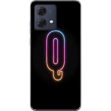 Kompatibelt Mobildeksel til Motorola Motorola Moto G84 Minimalistisk neonbokstav Q i skinnende farger mot mørk bakgrunn