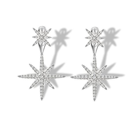 Snø Stud med kubisk zirkonia sekskantet stjerne øredobber henger bak