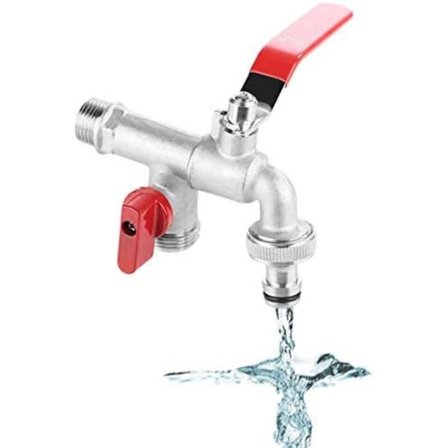 Veggmontert utendørs kran Hage Bibcock Kran Balkong Mop Vask Kran, 90 Graders Dobbel Ventil Vannkran Messing Kran Hjem Utendørs Hageverktøy for Hom