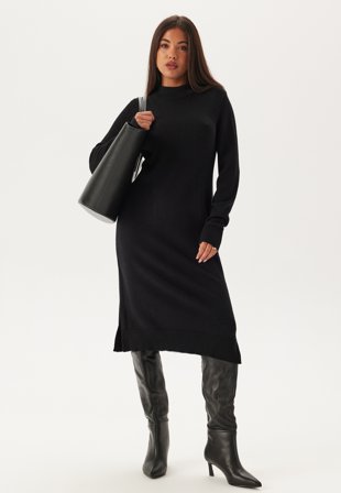 VILA Viril Crew Neck Midi Dress Black Vaatteet