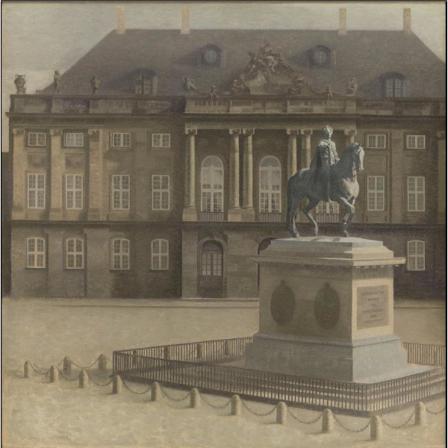 Amalienborg Square, Copenhagen, 1896, Vilhelm Hammershøi Brun