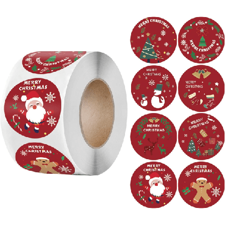 500 kappaleen pakkaus 1,5 tuuman pyöreitä tarroja joulujuhlan koristeluun, korttiin