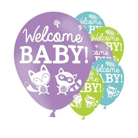 Amscan Welcome Baby! Latex Baby Shower Ballonger (6-pack) En Storlek Blå/Grön/Lila