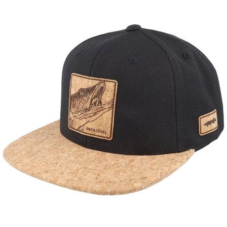 Skillfish - Zwart snapback Cap - Grisjävel Engraved Patch Black/Cork Snapback @ Hatstore