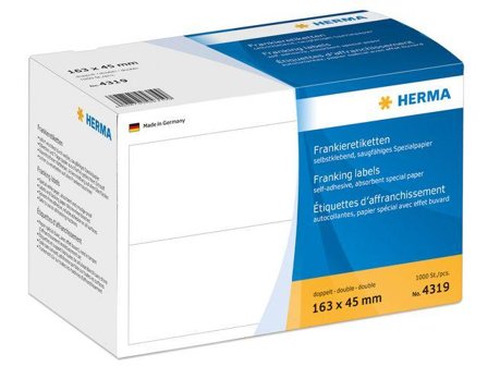 Herma Franking labels - Papir - selv-adhesiv - hvit - 163 x 45 mm 1000 etikett(er) (500 ark x 2) merkelapper