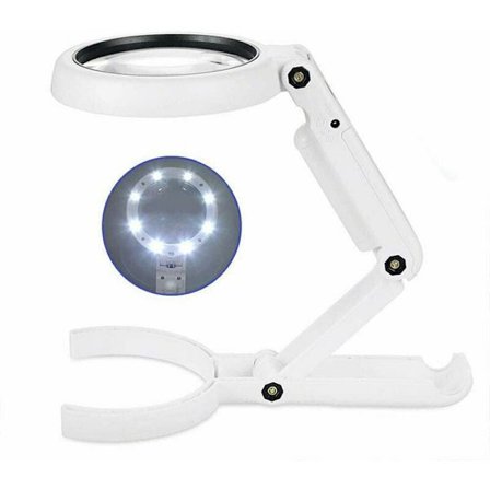 Stort förstoringsglas med LED-ljus Vikbart förstoringsglas Stativ Skrivbordsläsning