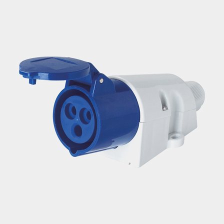 Landströmskontakt för påbyggnad, 220 V, CEE (hona), med stänktätt lock