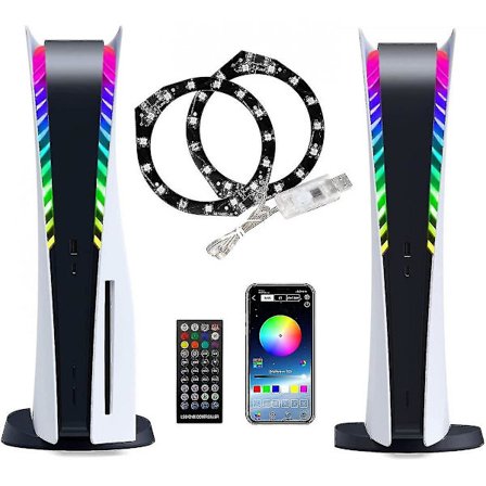 PS5-konsolin LED-valo, Playstation 5 LED-valot DIY-koristetarvikkeet, pelin äänen/musiikin synkronointi, RGB 8 väriä 400 valotehostetta USB/
