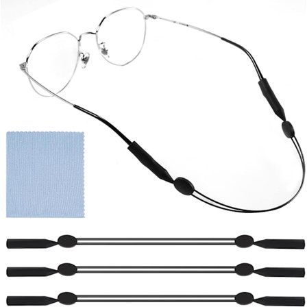 Silikonbrilleremmer - Solbrillerem med rengjøringsklut