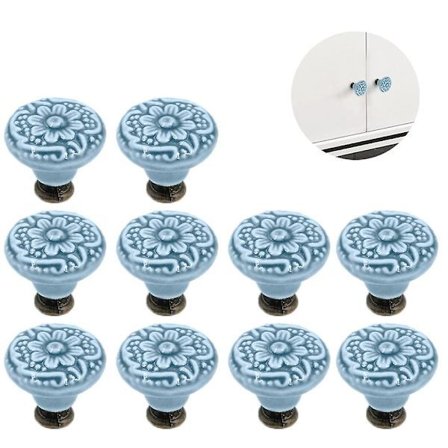 10 stk. keramiske knopper, vintage skabslågeknopper, skuffeknopper, keramiske dørknopper, skuffeknopper, kommodeknopper, skuffeknop sæt Grå