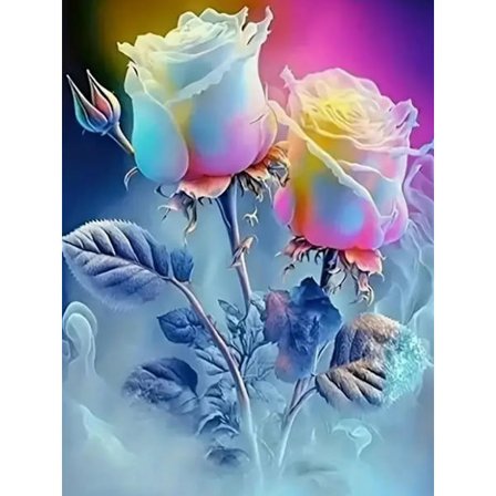 30x40cm Drømmende Blomsterlandskab Fuld Diamant DIY Diamant Maleri - DW726
