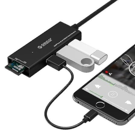 ORICO CH3SF 3 portar USB 3.0 USB-C / Type-C kortläsare HUB med 15 cm kabel (svart)