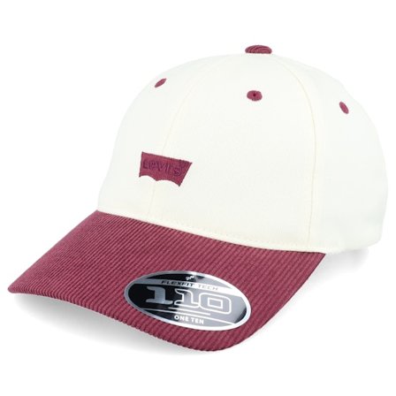 Levi's - Women's Housemark Cap Cream/Burgundy 110 Dad Cap Unconstructed White Cap - @ Hatstore