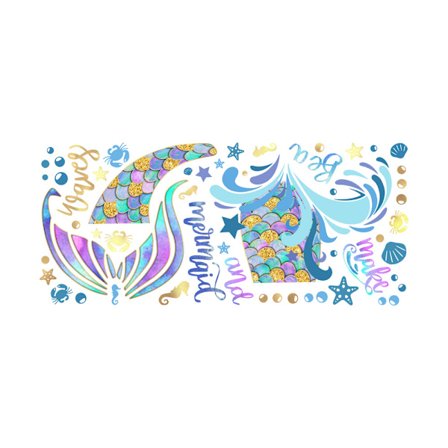 Självhäftande väggdekal med sjöjungfrububbla för vardagsrum, sovrum och barnrum