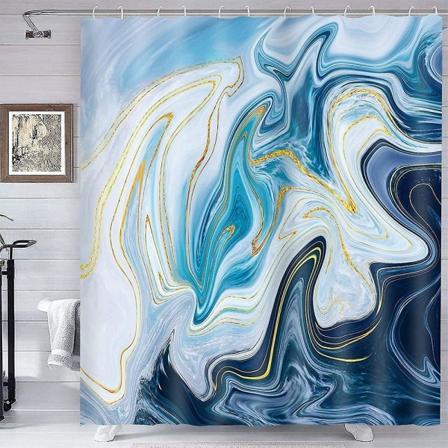 Sininen marmori abstrakti vedenpitävä suihkuverho abstrakti taidekuvio kylpyverho 180 x 180cm pestävä koristeellinen kylpyhuoneen lisävaruste 12 