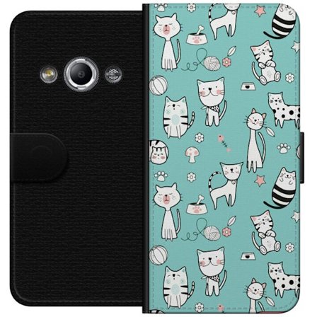 Yhteensopiva Lompakkokotelo Samsung Galaxy Xcover 3 Leikkisät kissat piirrettyä kuviota turkoosilla taustalla