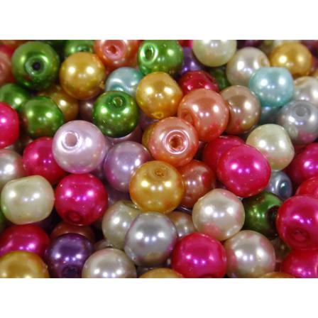 100st Vaxade Glaspärlor 6mm - Blandade Färger Flerfärgad 6 Mm