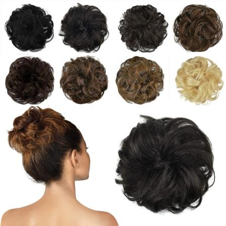 Scrunchie-hiusdonitsi, hiuslisäke, hiusnauha, poninhännän pidennykset, hiukset (mustanruskea)