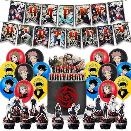 Jujutsu Kaisen Tema Børnefødselsdag Dekoration Materiale Tegneserie Anime Banner Kagedekoration Balloner Sæt