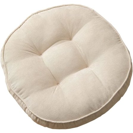 Rund stolsdyna i manchestertyg, stor, enfärgad, tjock meditationskudde, tatamigolvstolskudde, 56 x 56 cm, vit