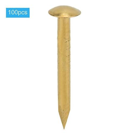 100 stk Runde Hode Spiker Messing Vintage DIY Håndverk Festesystem Tilbehør 15mm Lengde