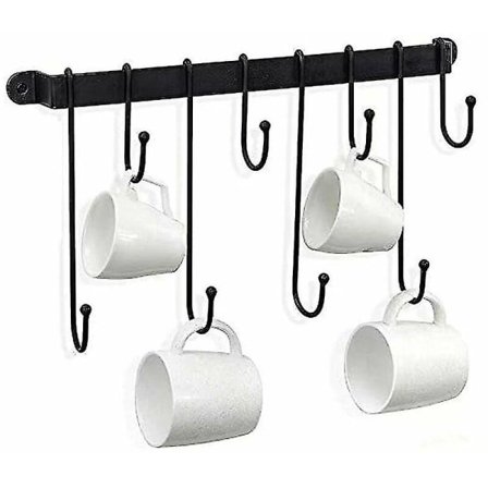 Krusholder Vægmonteret Kaffekrusholder Med 8 Kroge Kaffekrus Tekopper Mason Jar Display Opbevaring Til Hjemmekøkken Restaurant Café