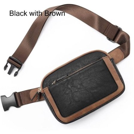 Läder Fanny Packs för Dam Dam Bältesväska SVART MED BRUNT