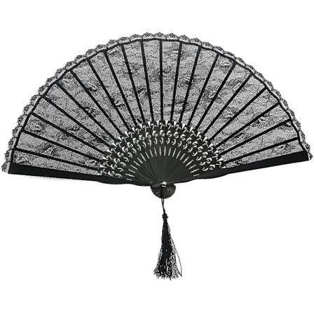 Håndholdt vifte, papirvifte, bryllupsvifte til festgave, kostumefest (sort)