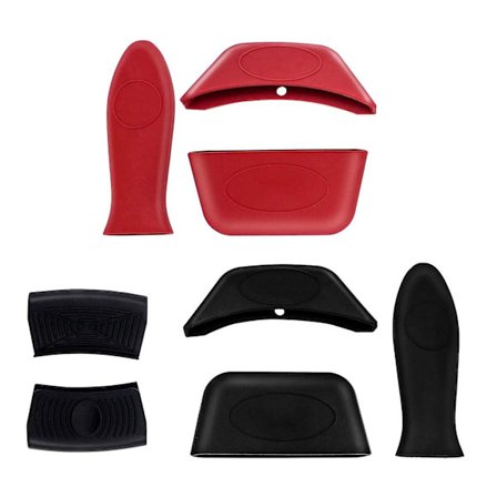 Silikonhåndtak Holder, Varmebestandig Grip Svart + Rød