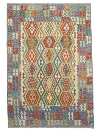 Kilim Afghan Old Style Rug Hand Woven 205X290 Brown/Dark Grey Afghanistan