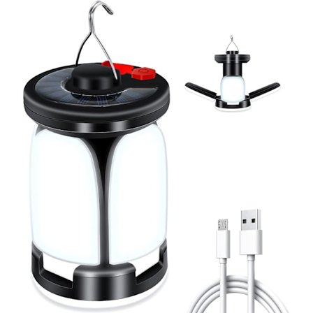 Lykta, LED-campinglampor med 6 ljuslägen, 60 LED-lampor, ultraljus LED-tältlampa, USB och solcellsladdningsbara campinglampor för camping, fiske