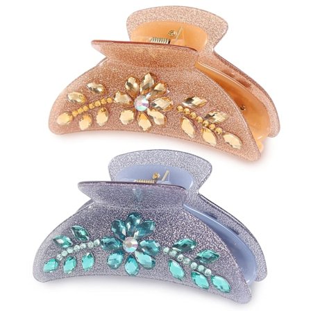 Suuret hiuspihdit naisille, hiuspihdit paksuille hiuksille, ranskalainen hiuspihti kukka- ja kristalliriipuksilla pitkille hiuksille äitienpäiväksi