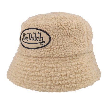 Von Dutch - Beige Bucket Hut - Oval Patch Hat Fur Beige Bucket @ Hatstore