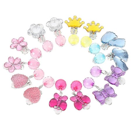 7 par örhängen för icke-piercade öron, flickor, clip-on örhängen, clip-örhängen, dinglande clip-örhängen, clip-korsörhängen (FMY)