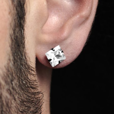 Matte Black Zirconia Earring for Men - Stud earrings