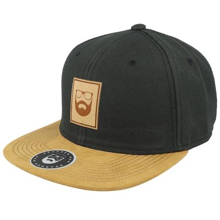 Bearded Man - Noir snapback Casquette - Logo Patch Black/Suede Snapback @ Hatstore
