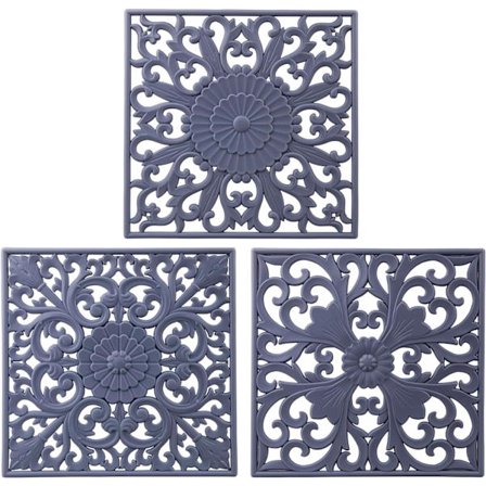 Fleksibel Silikon Trivet Måtte Sæt 3 (Grå) Silikon Trivetter fo,ZQKLA
