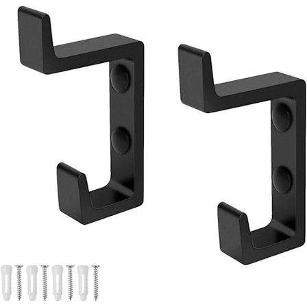【xj】Sæt med 2 vægmonterede håndklædekroge - Dobbeltkrog - Aluminium - Sort - Mat finish - til badeværelse, køkken, entre