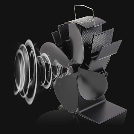 Hållbar 4-bladig aluminiumspisfläkt som drivs av värme