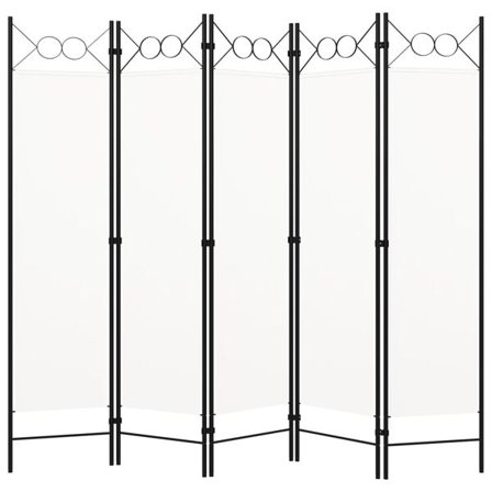 vidaXL Rumsavdelare 5 paneler vit 200x180 cm