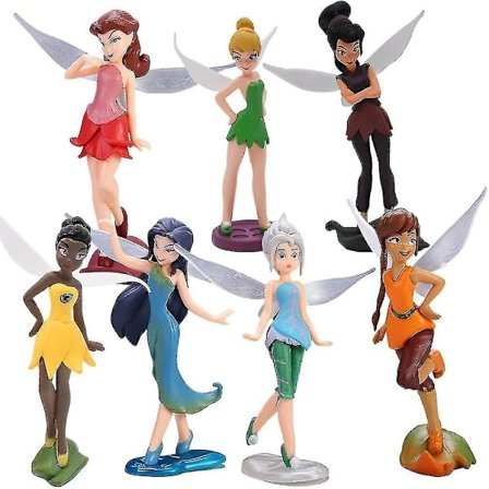 7 stk/sett Tinkerbell Blomsterfe Figur Sett Kakepynt Dekorasjon Festutstyr Gaver -q