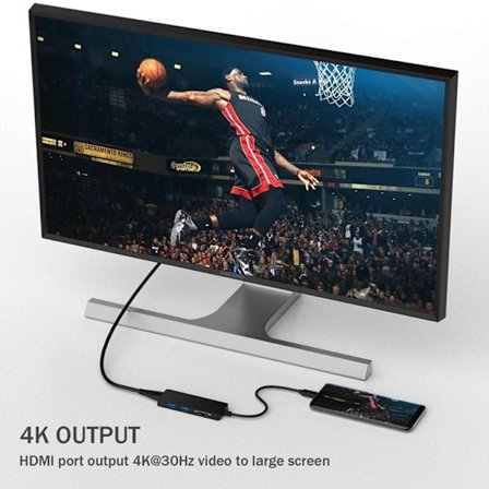 SiGN 5-i-1 USB-C-adapter HDMI 4K MicroSD max 15W 5V 3A - Svart